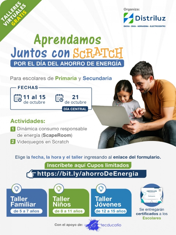 ESCOLARES PUEDEN PARTICIPAR EN TALLERES GRATUITOS POR EL DÍA DEL AHORRO DE ENERGÍA